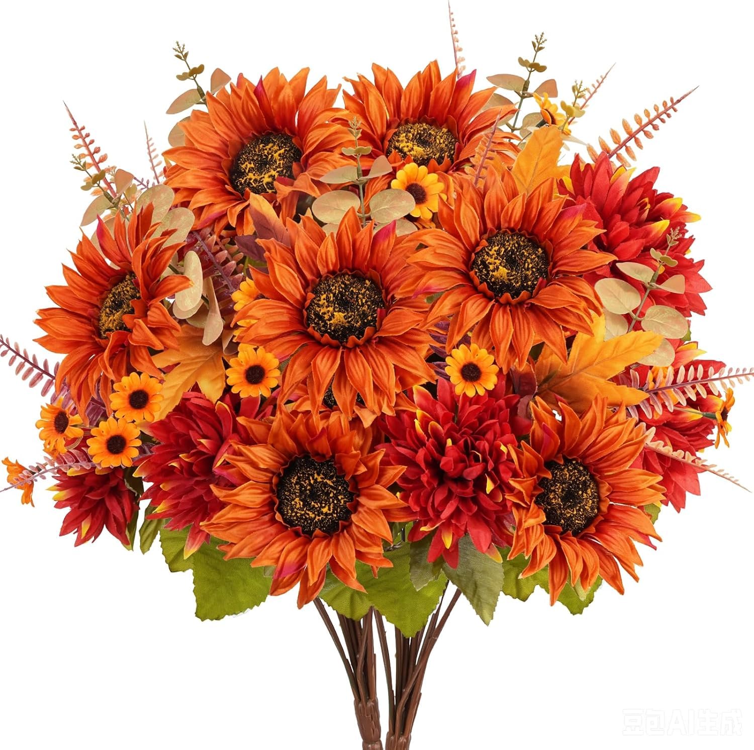 2 Pcs Autumn Artificial Flowers Artificial Sunflowers Orange Fake Flowers โ image 1