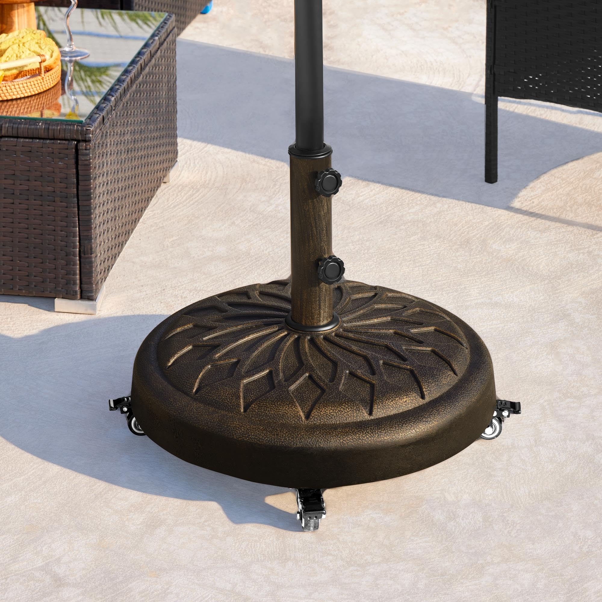 Yaheetech Sonnenschirm mit 24,7 kg Schirmständer auf Rollen Sonnenschirm Balkon mit ø50,6 cm Ständer Sonnenschirm-Set Balkonschirm mit Kurbel Gartenschirm