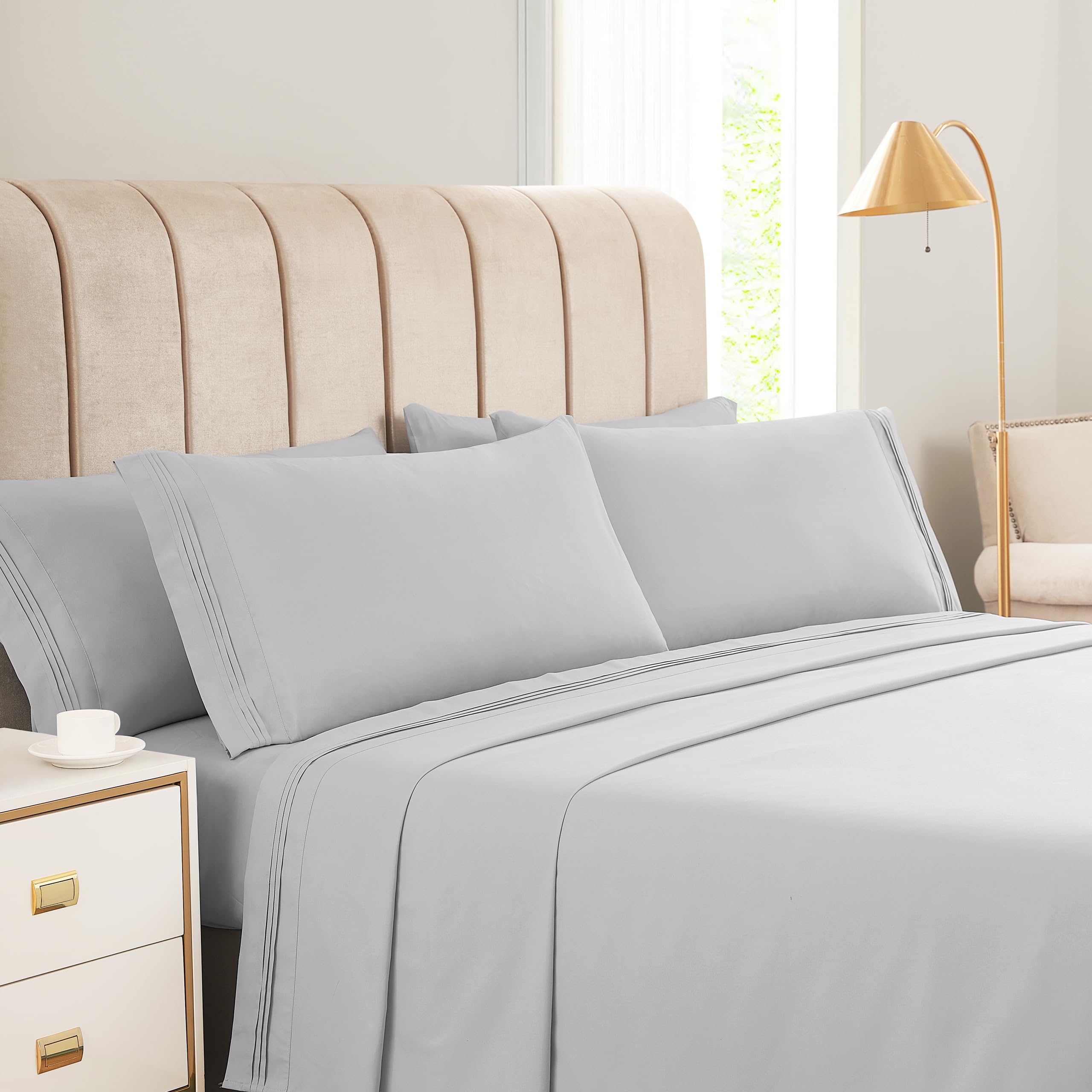 KKN Queen Sheets Set-6 Piece Bedding Sheets Pillowcases-Luxury Hotel Bed Set for Women Men - Deep Pockets-Soft Cooling