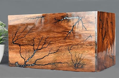 Miniatura 4 de Lichtenberg - Urna para cenizas humanas, urna de cremación de palisandro y resina, urna de entierro para adultos de hasta 250 CB activa (resina azul)