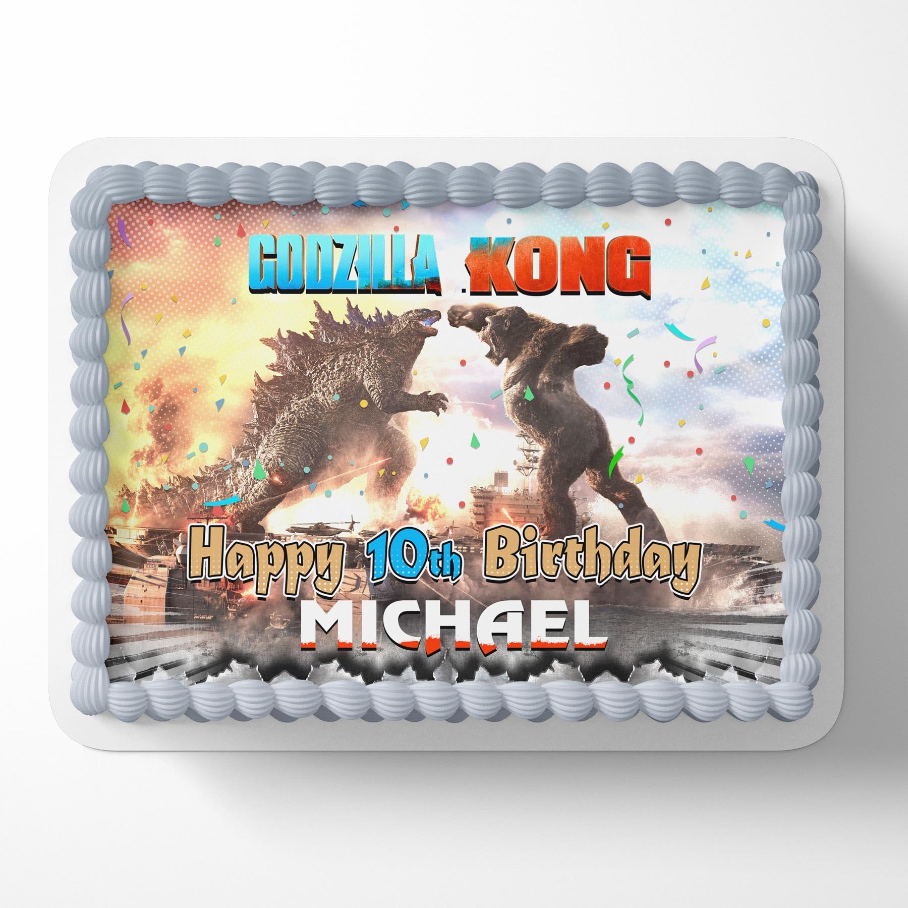 Godzila Kong King Edible Cake Image Topper Personalized Birthday Cake Banner 1/4 Sheet