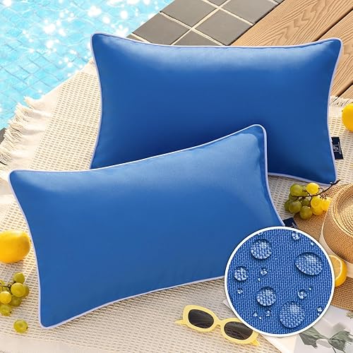 Phantoscope Paquete de 2 fundas de almohada decorativas para exteriores, impermeables, sólidas, decorativas, cuadradas, para exteriores, patio,