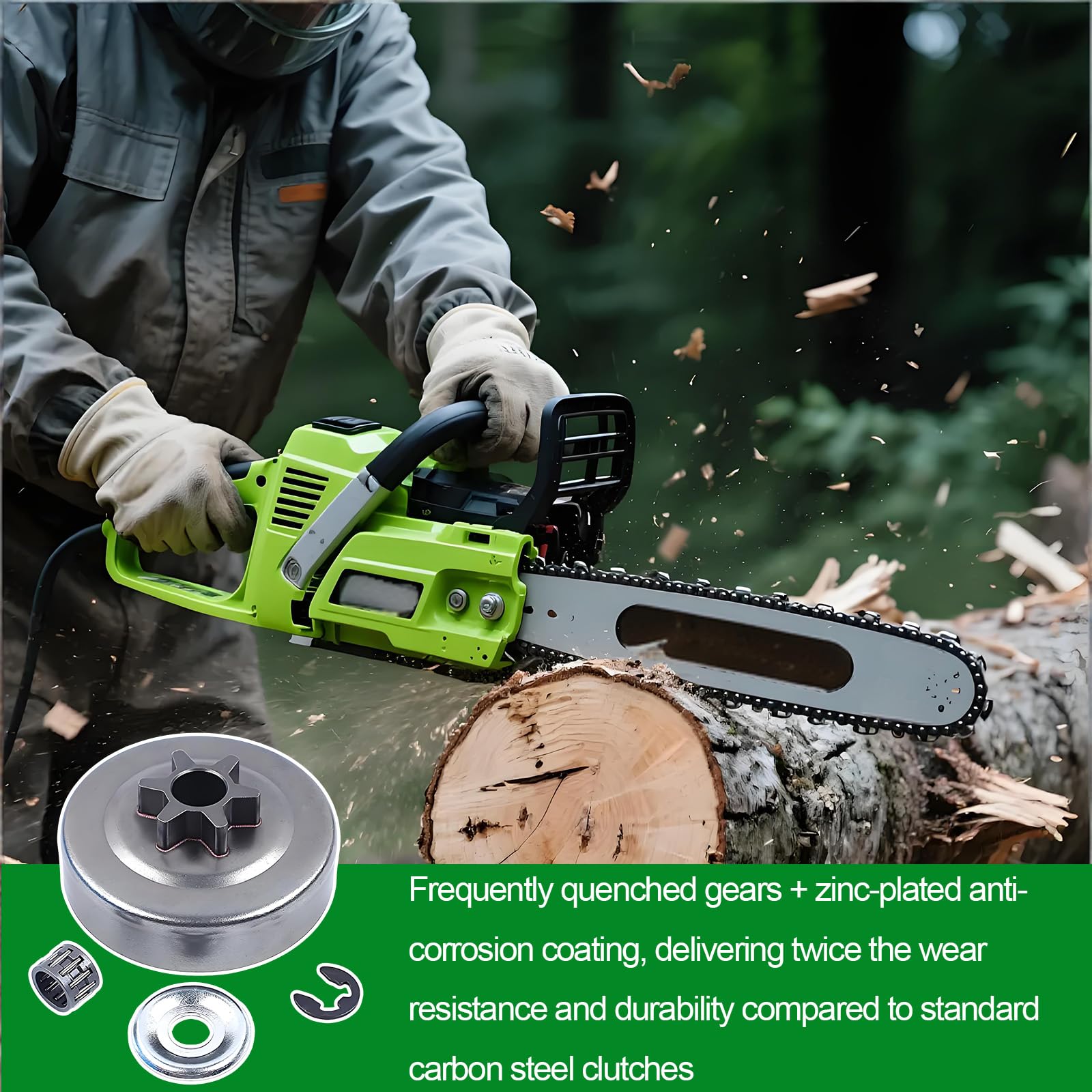 3/8" 6 Zähne Kettenrad für Stihl Motorsägen Modelle 017, 018, 021, 023, 025, MS170, MS180, MS210, MS230, MS250 - Inklusive Kupplung, Nadellager, Scheibe und Sprengring, Ersetzt Teil 1123 640 2005