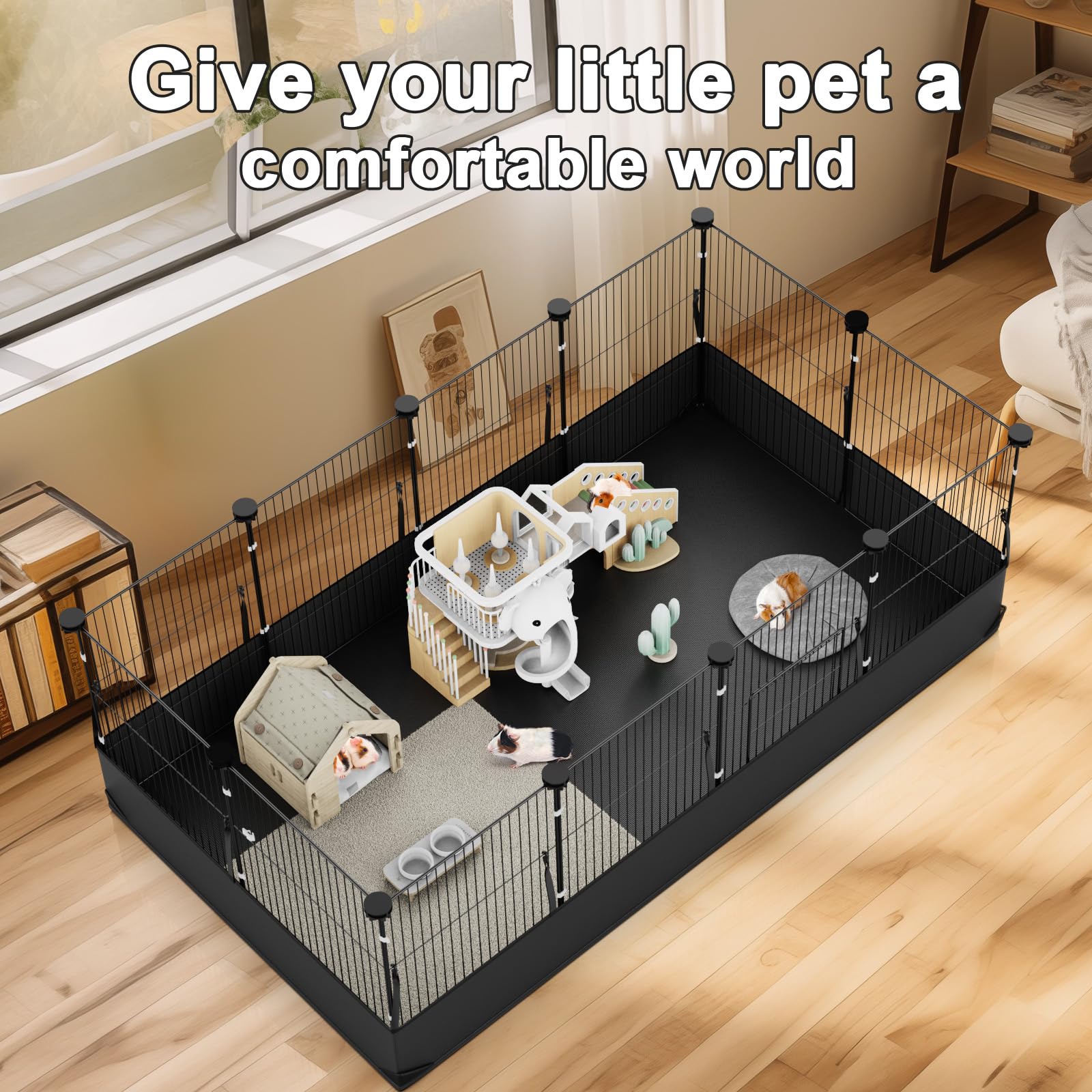 PET 7cm×6m 150cm/loop 莫奈小镇 Tresbro Guinea Pig Cage with Waterproof PVC Bottom Liner