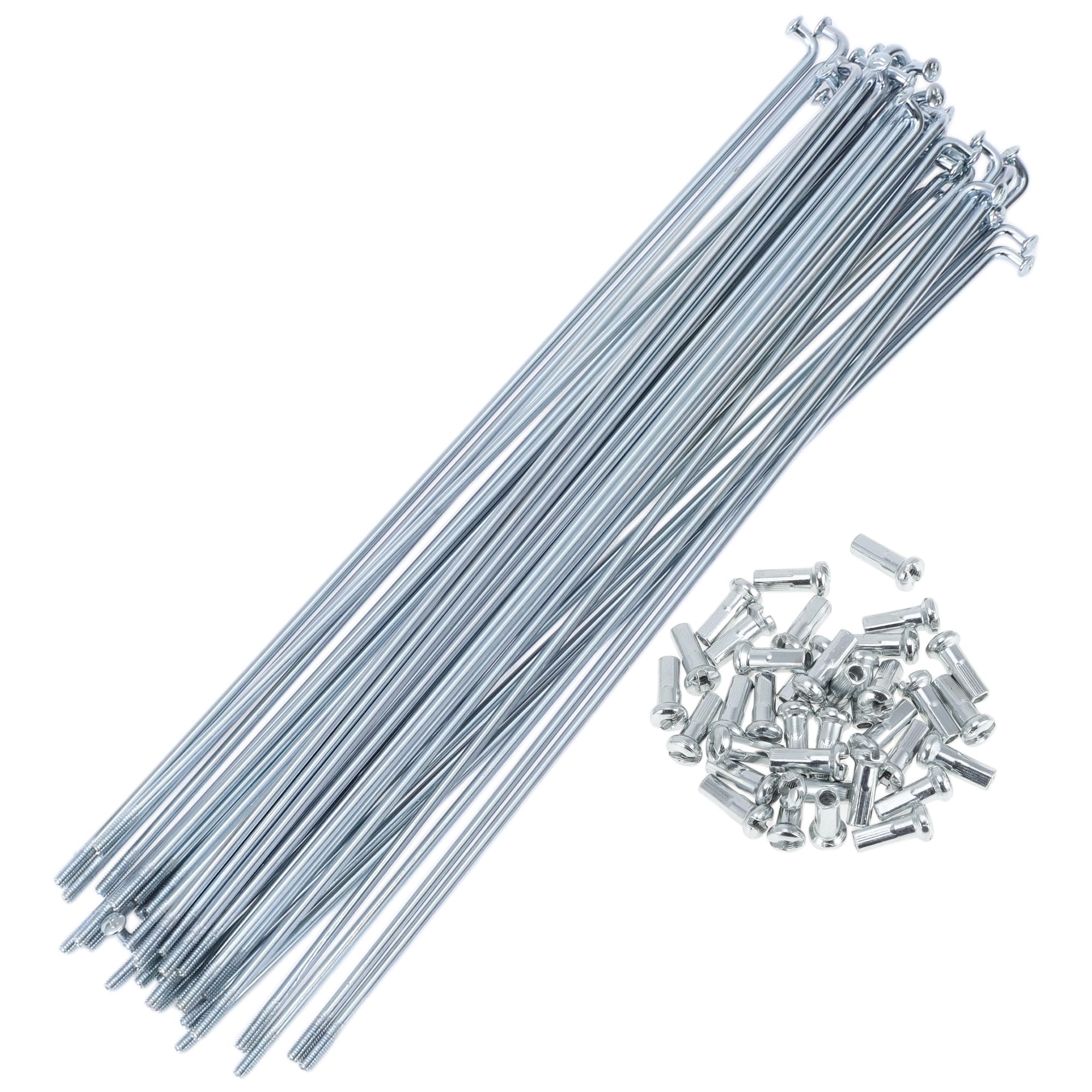 A ABSOPRO 36 Set 13G Bicycle Spokes 195mm Bike Wheel Spokes Galvanized Carbon Steel Silver Tone