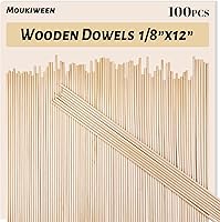 Vista 8 de Moukiween Varillas de madera, 100 varillas redondas de madera de 1/4 x 6 pulgadas para manualidades, decoración del hogar, soporte de pasteles