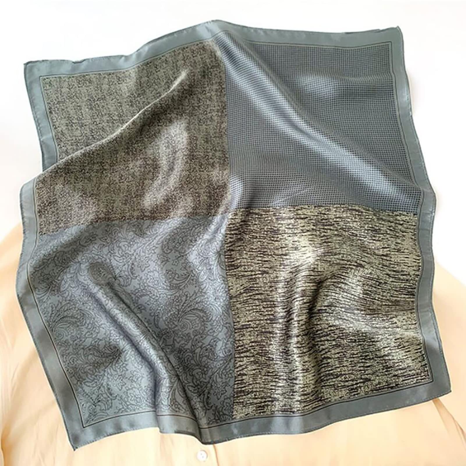 ACiyD Bufandas cálidas de Invierno Primavera y otoño Bufanda de Seda pequeña Ligera, Bufanda Decorativa de Seda para Mujer Pañuelos para el Cuello, 20.9 "x 20.9"
