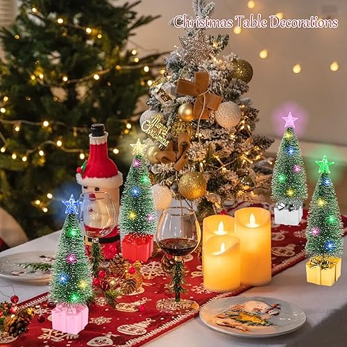 Miniatura 3 de Mini árbol de Navidad con luces  4 piezas de decoración de interiores, árboles pequeños con cadena de luces para mesa de fiesta en casa,