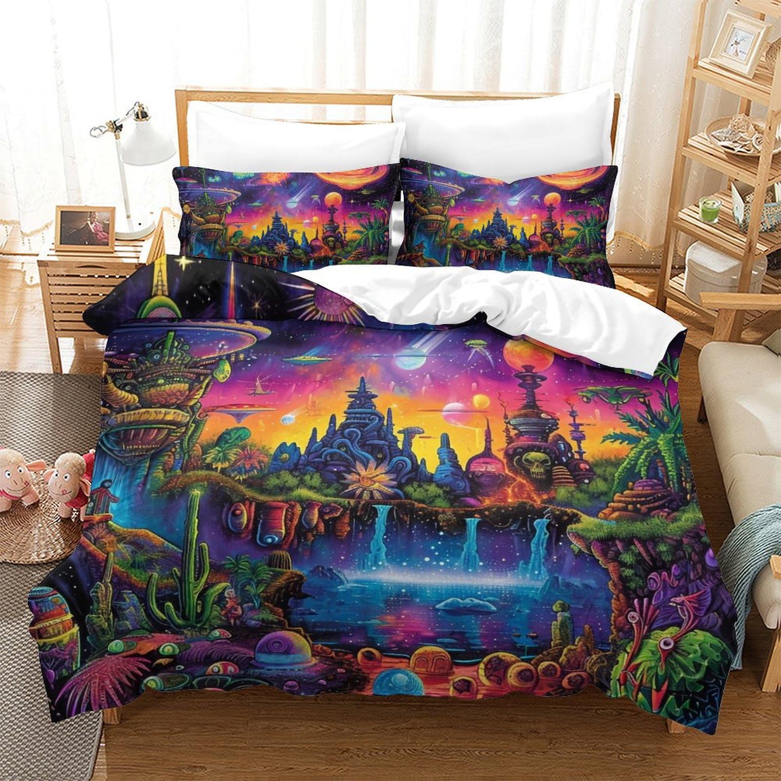 Housse de couette planete des reves 3 pièces pour lit ado king size