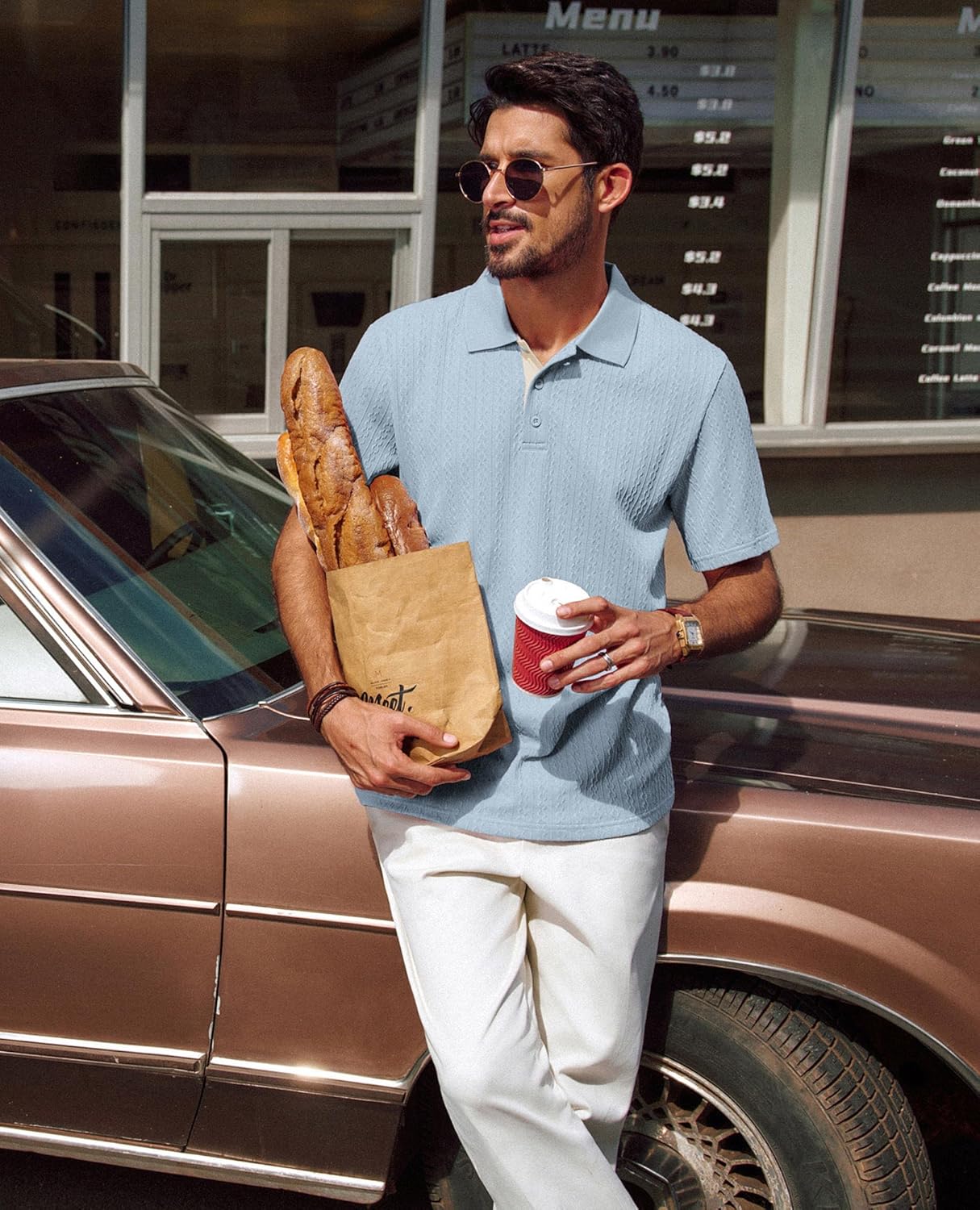 PJ PAUL JONES Men's Textured Short Sleeve Polo Shirt - Image 2