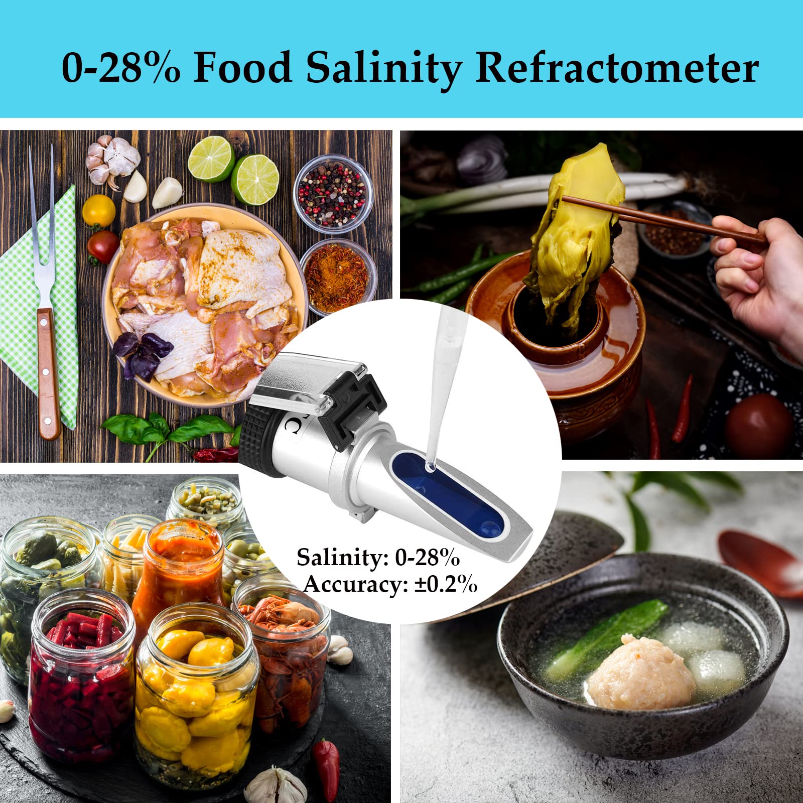 Salinity Refractometer 028 Salinity Meter For Measuring Sodium Chloride Content