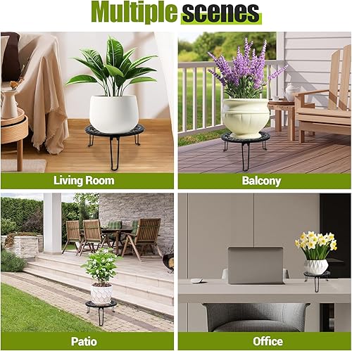 Miniatura 6 de Paquete de 3 soportes de metal para plantas para interiores y exteriores, soportes resistentes para múltiples plantas, soporte para plantas de