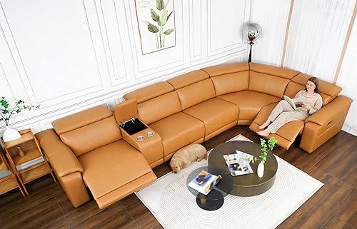 Miniatura 16 de Juego de sofá reclinable eléctrico, sofá seccional reclinable de 3 plazas con reposacabezas ajustable y reclinación eléctrica, cuero transpirable
