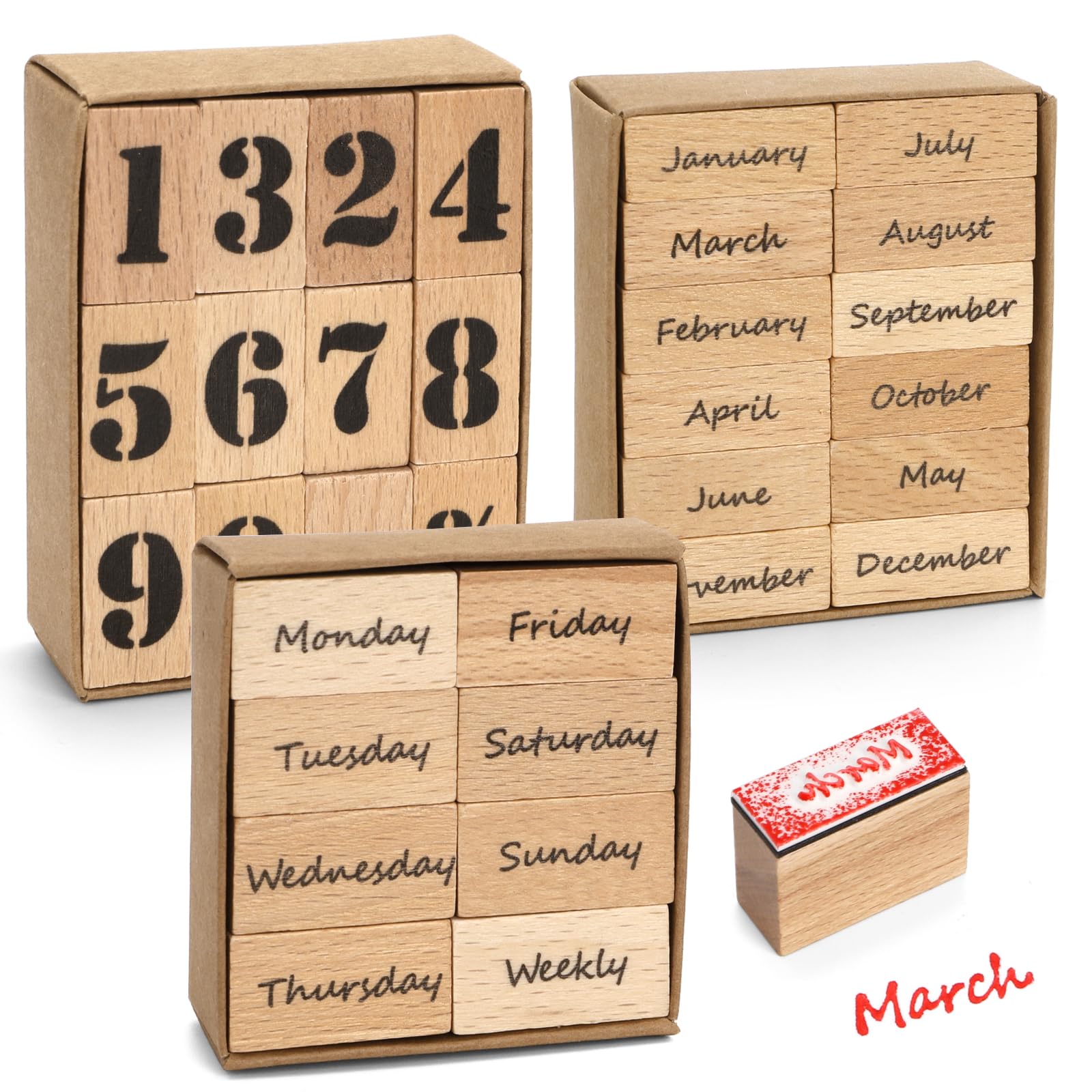 Hacaroa 32 Wood Stamps - Moon, Stars & More! -8 Hacaroa 32 Wood Stamps - Moon, Stars & More! -8