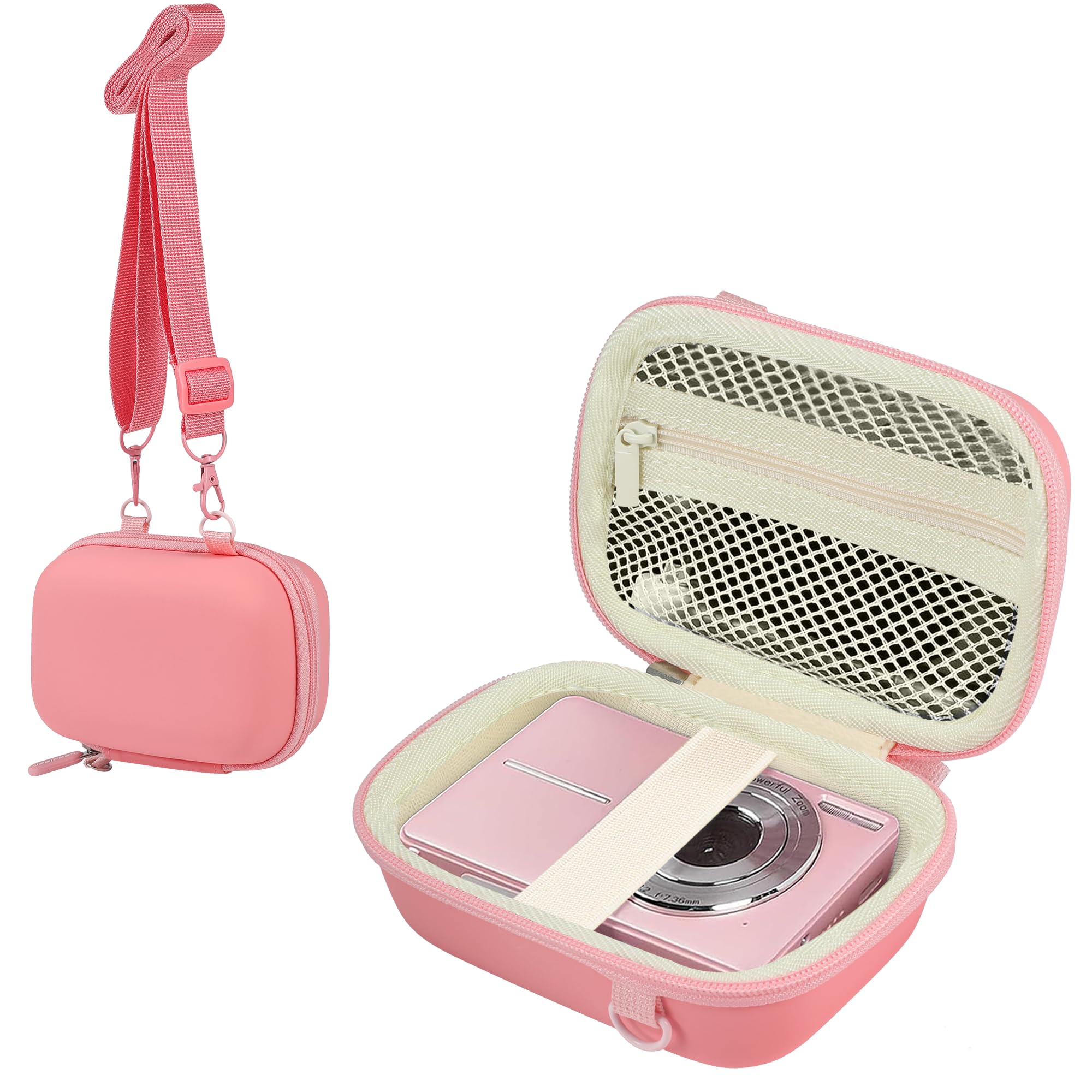 Leayjeen Digital Camera Case Compatible with CAMKORY/KODAK PIXPRO FZ45/FZ55/Canon PowerShot ELPH 180/ Sony DSCW800/ FHD 1080P 44MP Point Digital Camera,Compact Digital Camera-Pink(Case Only)