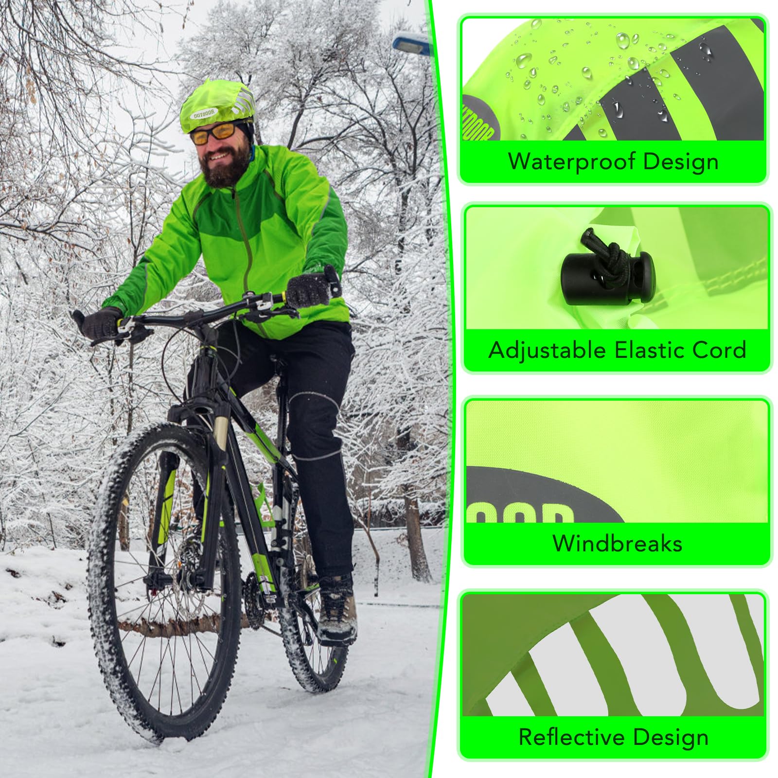 VMUTGA 2 sztuki pokrowiec przeciwdeszczowy na kask rowerowy, wodoodporny pokrowiec na kask, odblaskowa osłona przeciwdeszczowa na kask rowerowy, z torbą do przechowywania, uniwersalna osłona