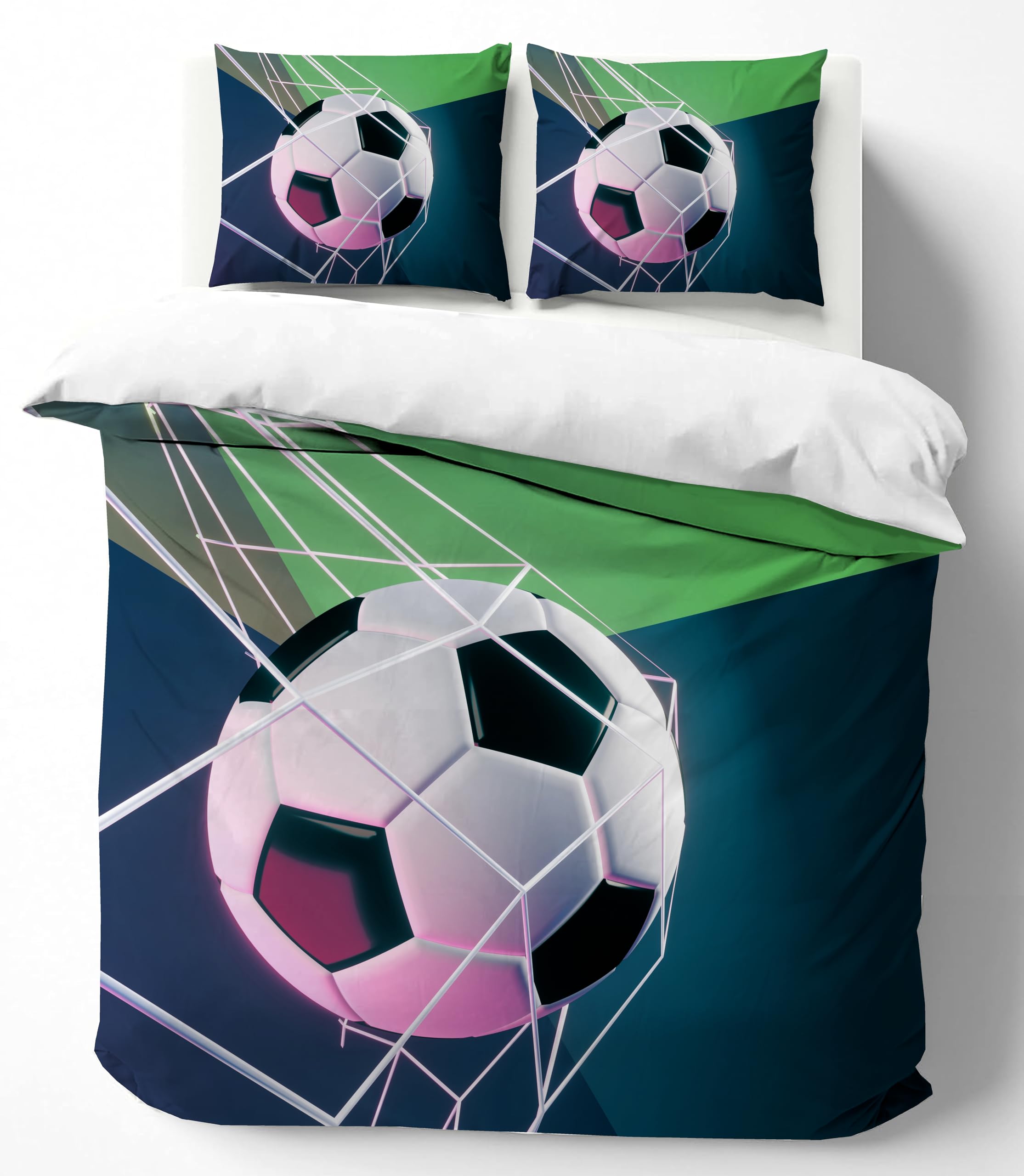 Adam Home 3D Digital Printed Football Duvet Cover Set With Pillowcases Home Bedroom Décor Microfiber Single Bedding Set Made in UK |Ball Hitting Net