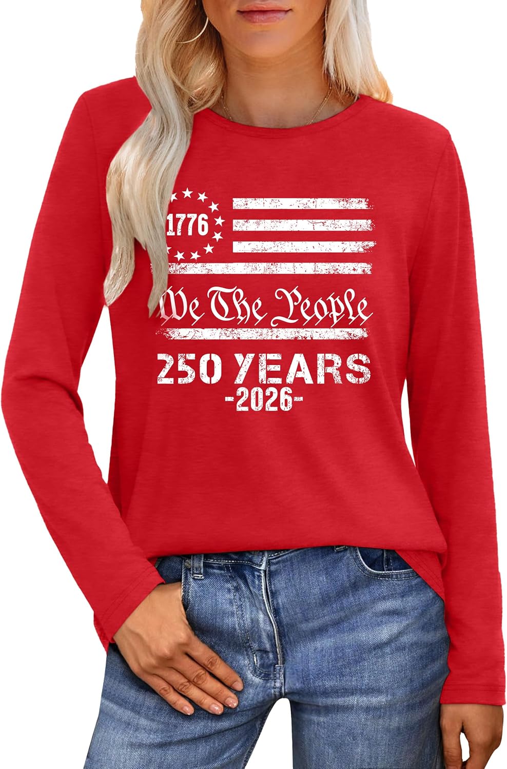 250 Anniversary USA Shirt Women Patriotic 4th of July T Shirt American Flag Long Sleeve 250th Birthday America Tee Tops
