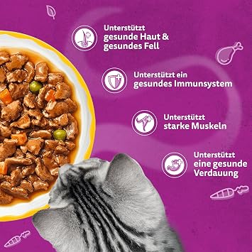 WHISKAS Aromatic Wet Food in Sauce for Cats 12 x 85 g Poultry Selection (4 Packs) 48 Portion Bags