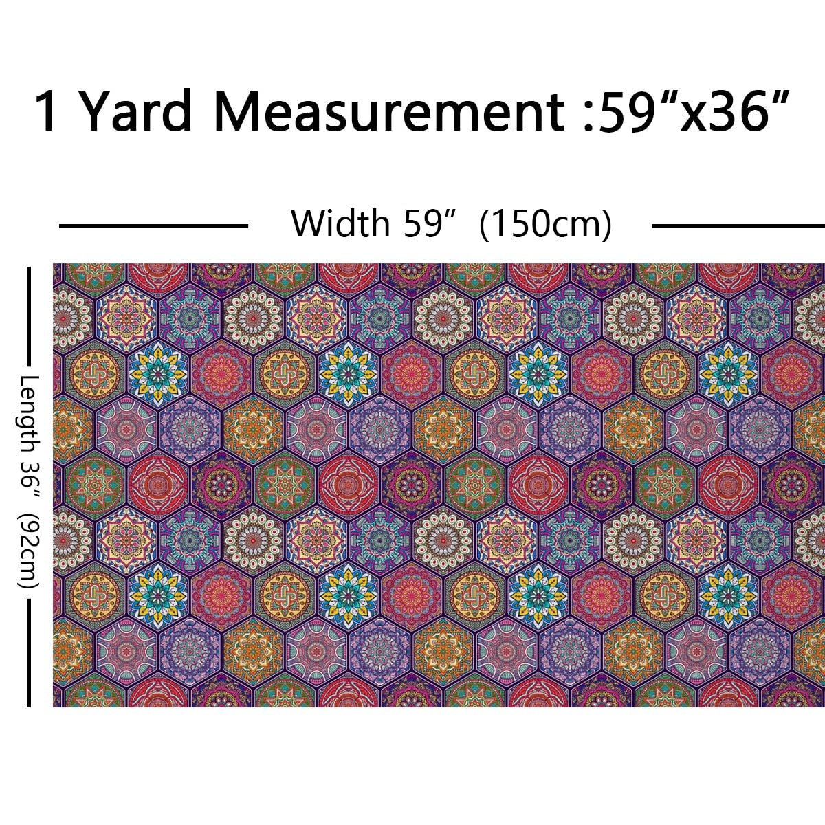 Tela de tapicería de Mandala Bohemia, Tela de Mandala Hippie de The Yard, Tela de Flores geométricas para tapicería y proyectos de Bricolaje en el hogar, Tela Floral exótica para Exteriores, 3 Yardas