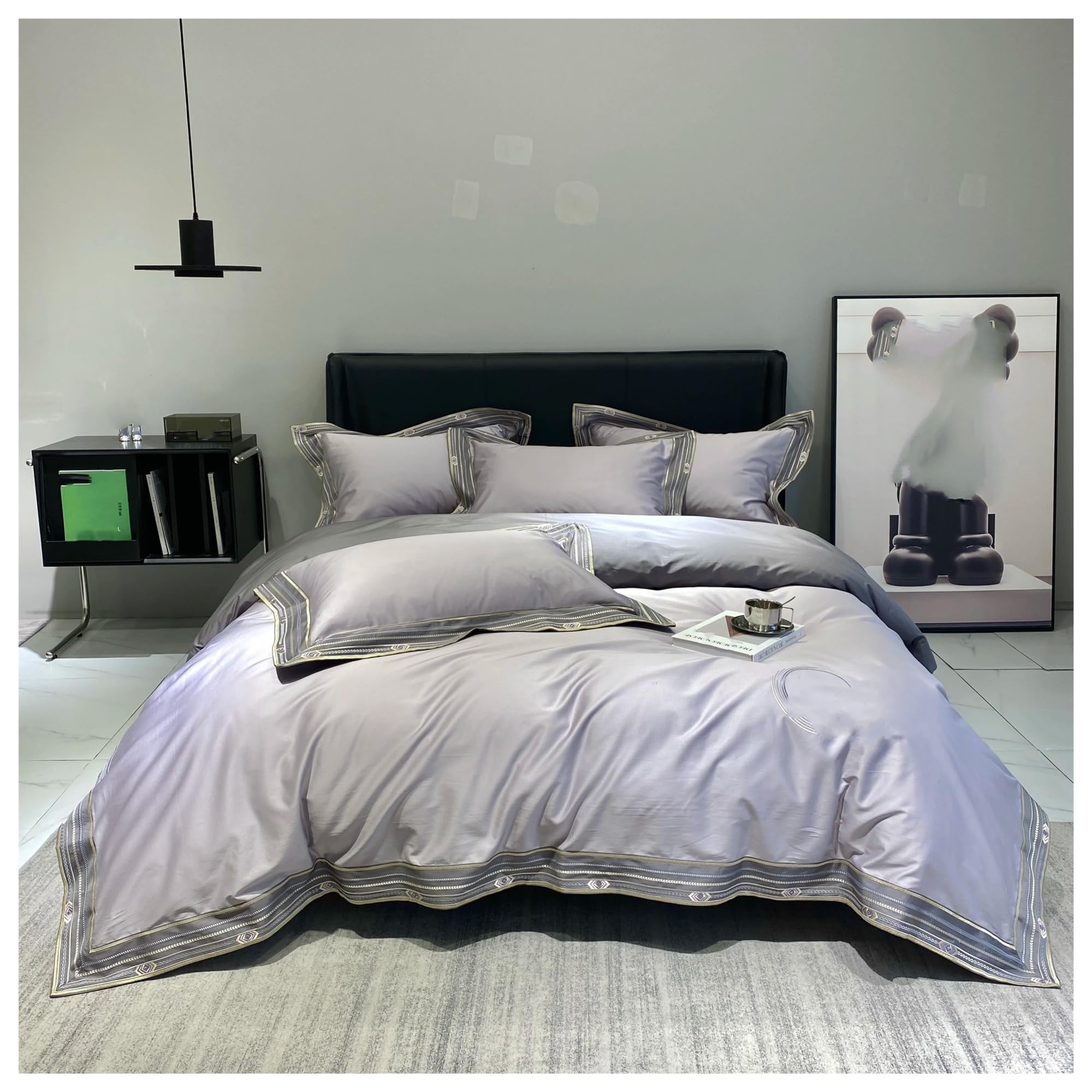 FYIYIEW double duvet set, 1000TC Egyptian Cotton Bedding Set Queen King 220x240cm Blue Duvet Covers Bed Sheet