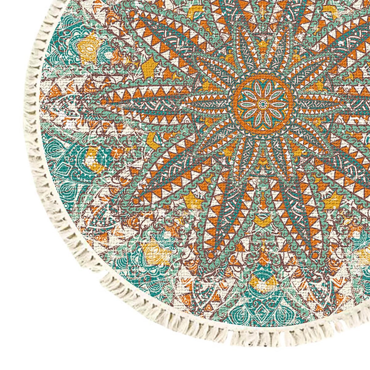 Terafeels Small Rugs Round Area Rugs for Living Room 60 cm Soft Boho Starfish Pattern Carpet Rug Non Slip Machine Washine Bedside Floor Rug for Bedroom Entryway Laundry Bathroom Kitchen 60x60 - Image 4