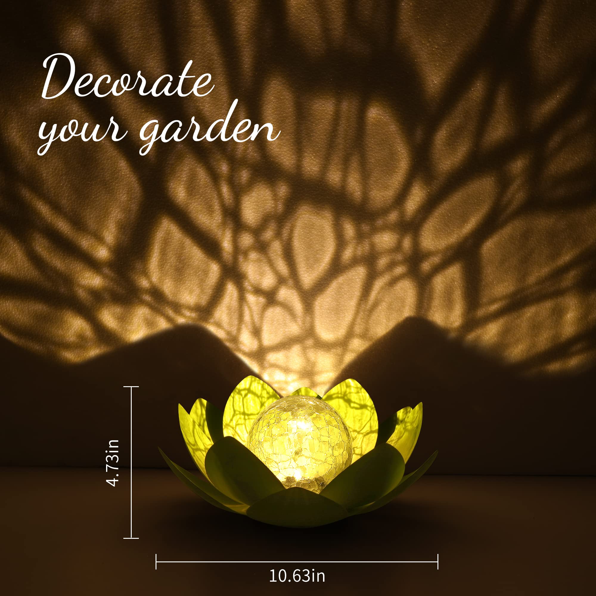Luces solares para exteriores, decoración de jardín, vidrio de globo agrietado, luz solar de metal impermeable para jardín, camino, patio, césped y suelo