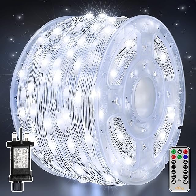 Ollny Outdoor Christmas Tree Lights - 40M 400 LED Fairy Light Christmas Decorations Waterproof String Light with Timer Remote Control 8 Lighting Modes for Outside Garden Window