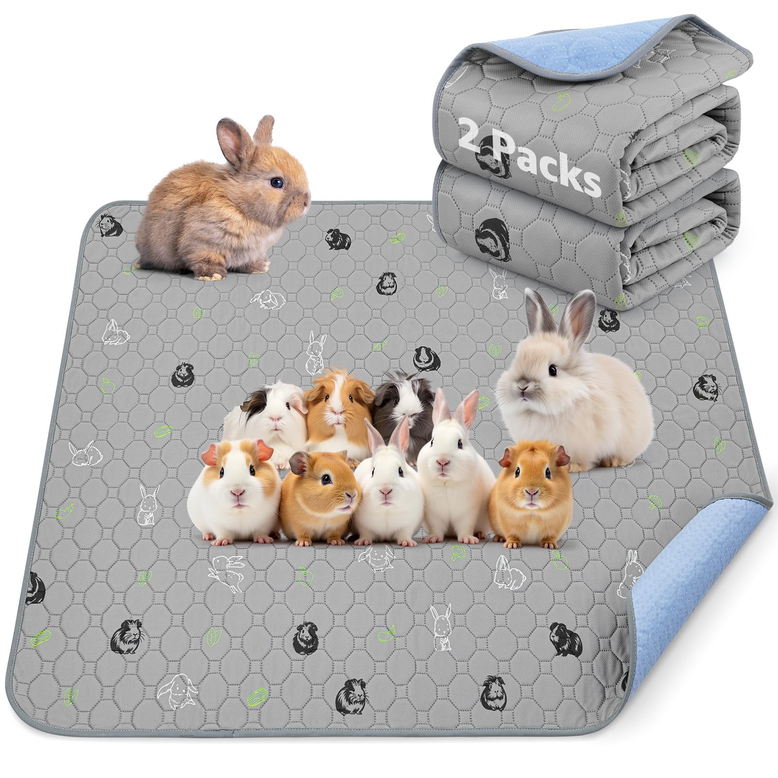 PICK FOR LIFE 2 Packs Guinea Pig Cage Liner Washable Reusable Guinea Pig Pee Pad Mats