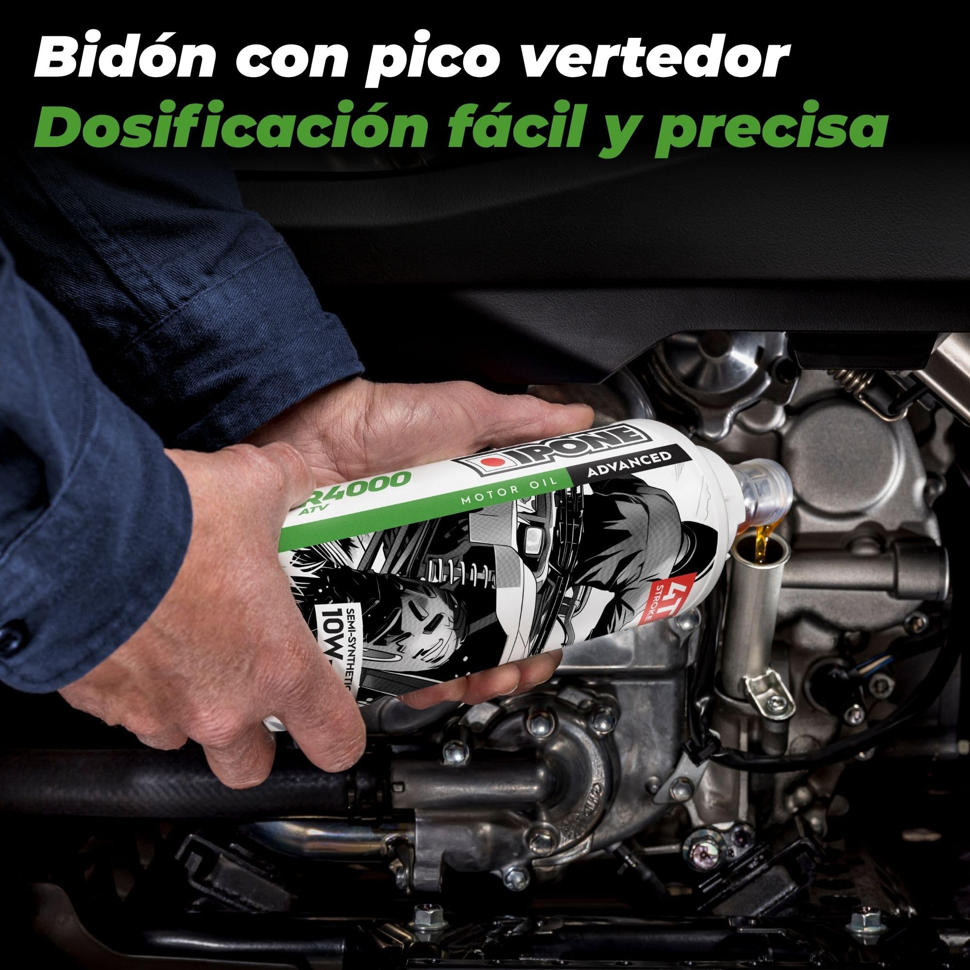 IPONE – Aceite de Motor para Quad 4 Tiempos 10W40 R4000 ATV – Envase de 4 litros – Semi-Sintético+ – Gama Advanced – Protección Duradera del Motor – Mayor Vida útil del Aceite
