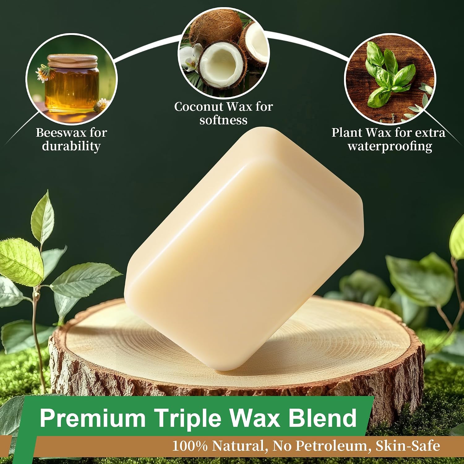 Fabric Wax Bar for Waxed Canvas, 2.25oz, All Natural Heavy Duty Waterproof & Water Repellent Treatment for Jackets, Bags, Shoes & Hats