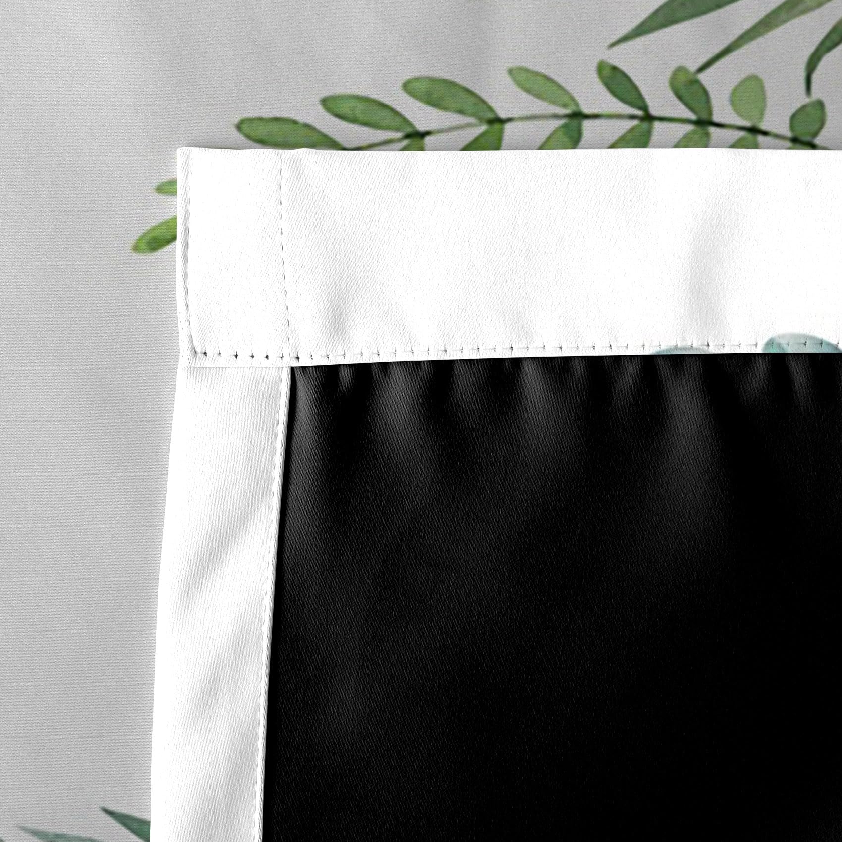 Botanische Blätter Verdunkelungsvorhänge, Salbei Grün Eukalyptus Blätter Zweige Fenster Vorhänge Pflanze Floral Polyester Thermisch isolierte Vorhänge für Home Decor, 2 Panels 140x175cm