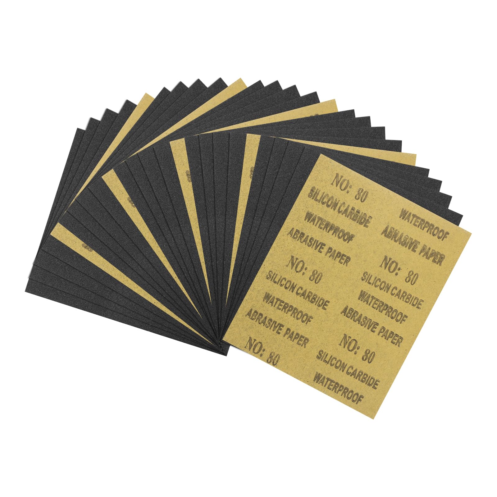Kozelo 25pcs Sand Papers - [9 x 11 Inch x 80 Grits] Sandpaper Sheets for Metal Auto Wood Polishing and Scratches Removing, Silicon Carbide Abrasive