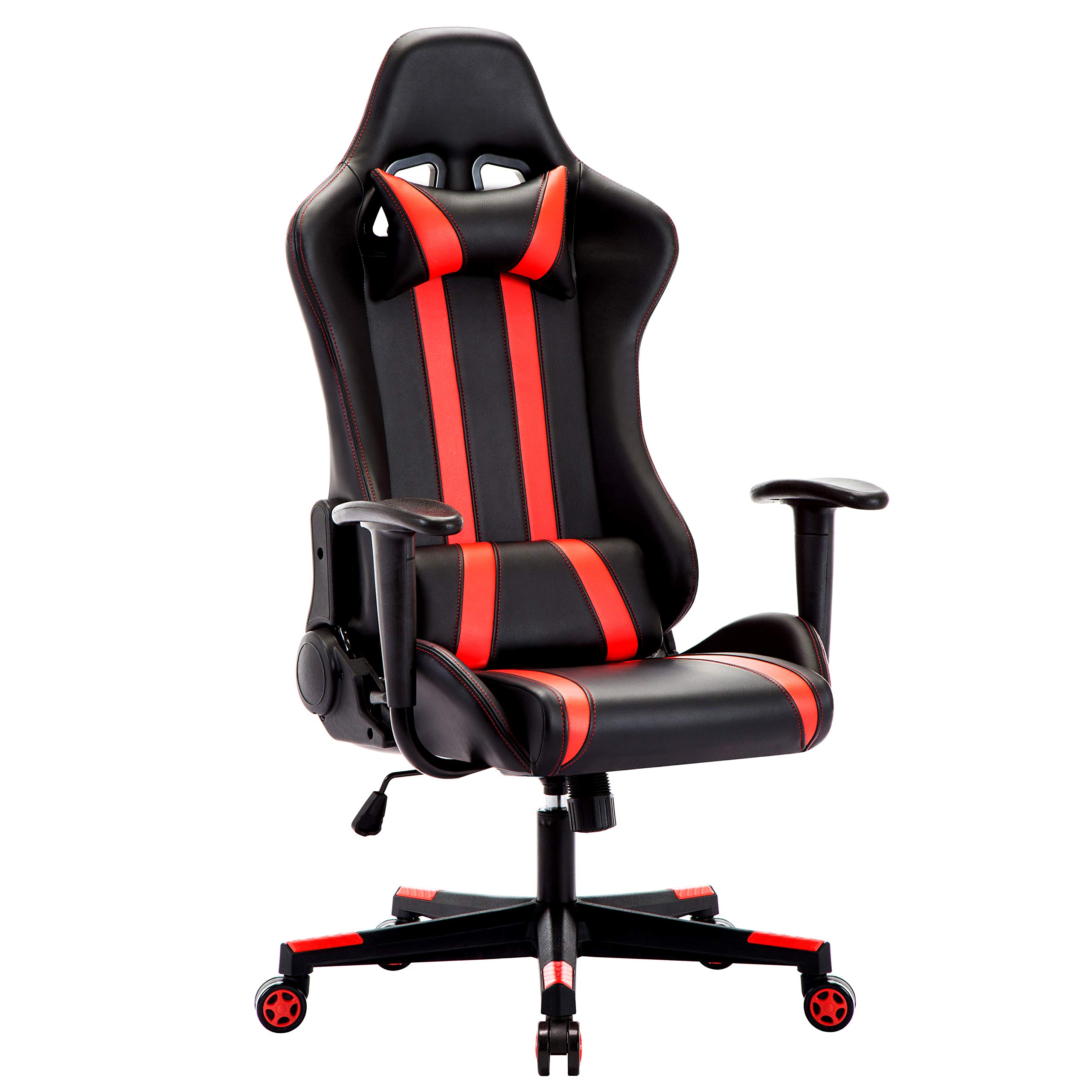IntimaTe WM HeartRacing Chair, Computer Chair, PU Gaming Chair with Headrest&Lumbar Cushion, 135 Degree Reclining Angle (Red)