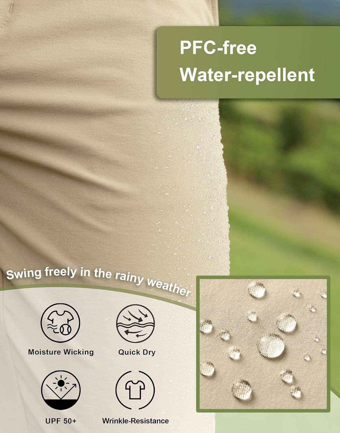 Mens Golf Pants Stretch Classic Fit Dress Pants 30"/32"/34" Quick Dry 6 Pockets Water-Resistant Casual Trousers - Image 6