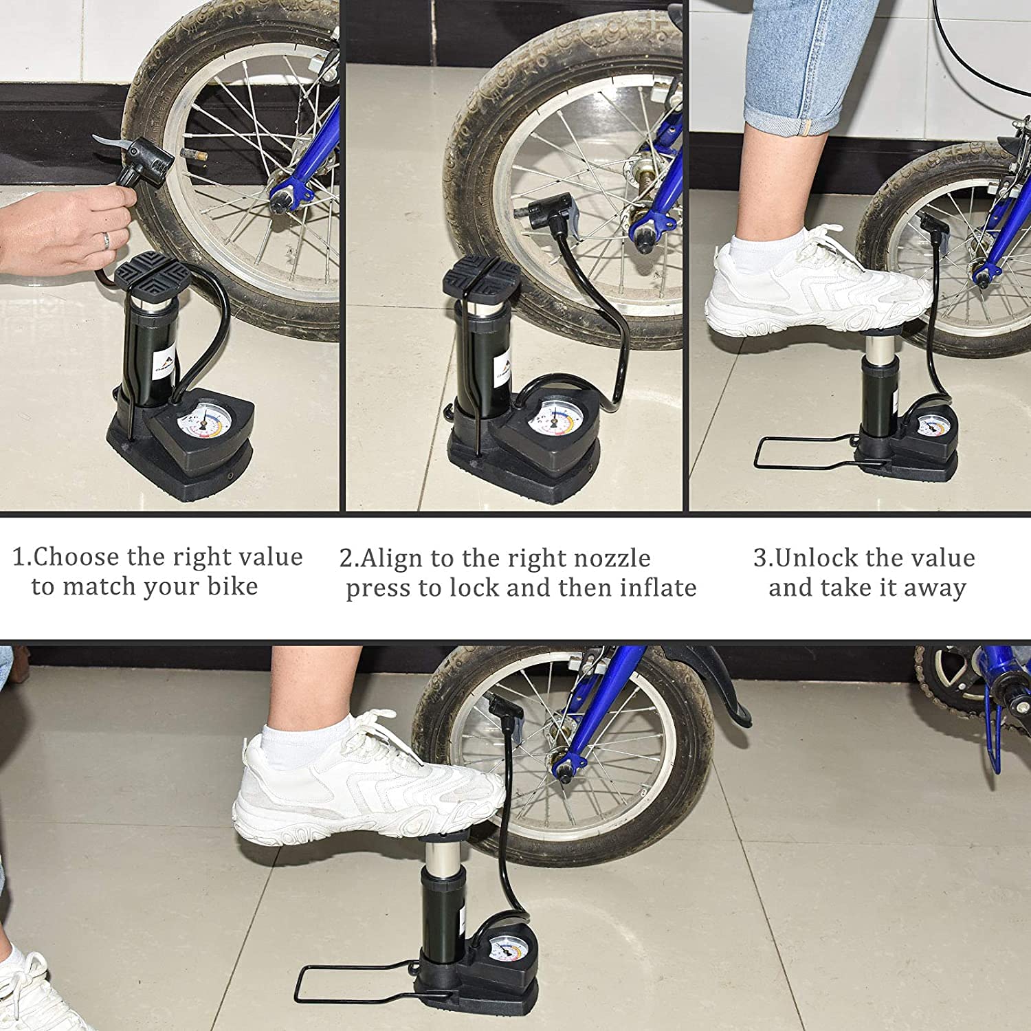Kytaste High Pressure Foot Pump Bicycle Ball Motorbike Car Type Inflater Tire Air Pump (Mini Foot Pump) 3