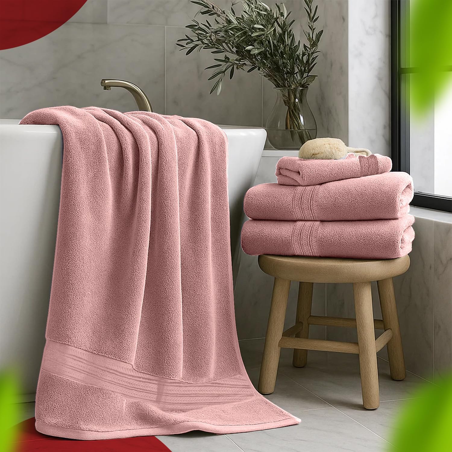 RIVERSIDE 10 Pc Towel Bundle – Includes 2 Bath Sheets (35x70”) + 8 Pc Towel Set [2 Bath Towels (27x54”), 2 Hand Towels (16x28”), 4 Washcloths (12x12”)] – 100% Cotton, Soft, Absorbent & Durable