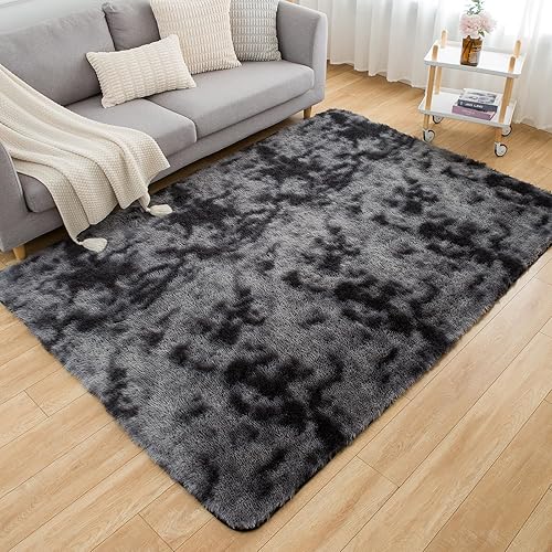 Miniatura 6 de TIMETRACE Alfombra peluda gruesa de 4 x 6 pies, alfombras de felpa para sala de estar, dormitorio, habitación de bebé, sala de juegos, dormitorio,