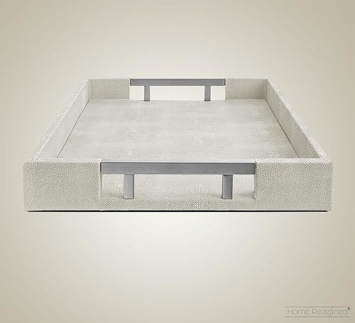 Miniatura 4 de Home Redefined - Bandeja rectangular hermosa, moderna y elegante, 18x 12pulgadas, decoración brillante, con asas, para apoyar sobre mesa de centro
