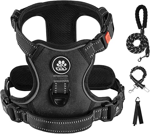 IVY&LANE Arnés sin tirones para perros grandes, arnés de chaleco reflectante de 360 con 2 clips para correa, 3 hebillas a presión, chaleco acolchado disponible en Yaxa Guatemala