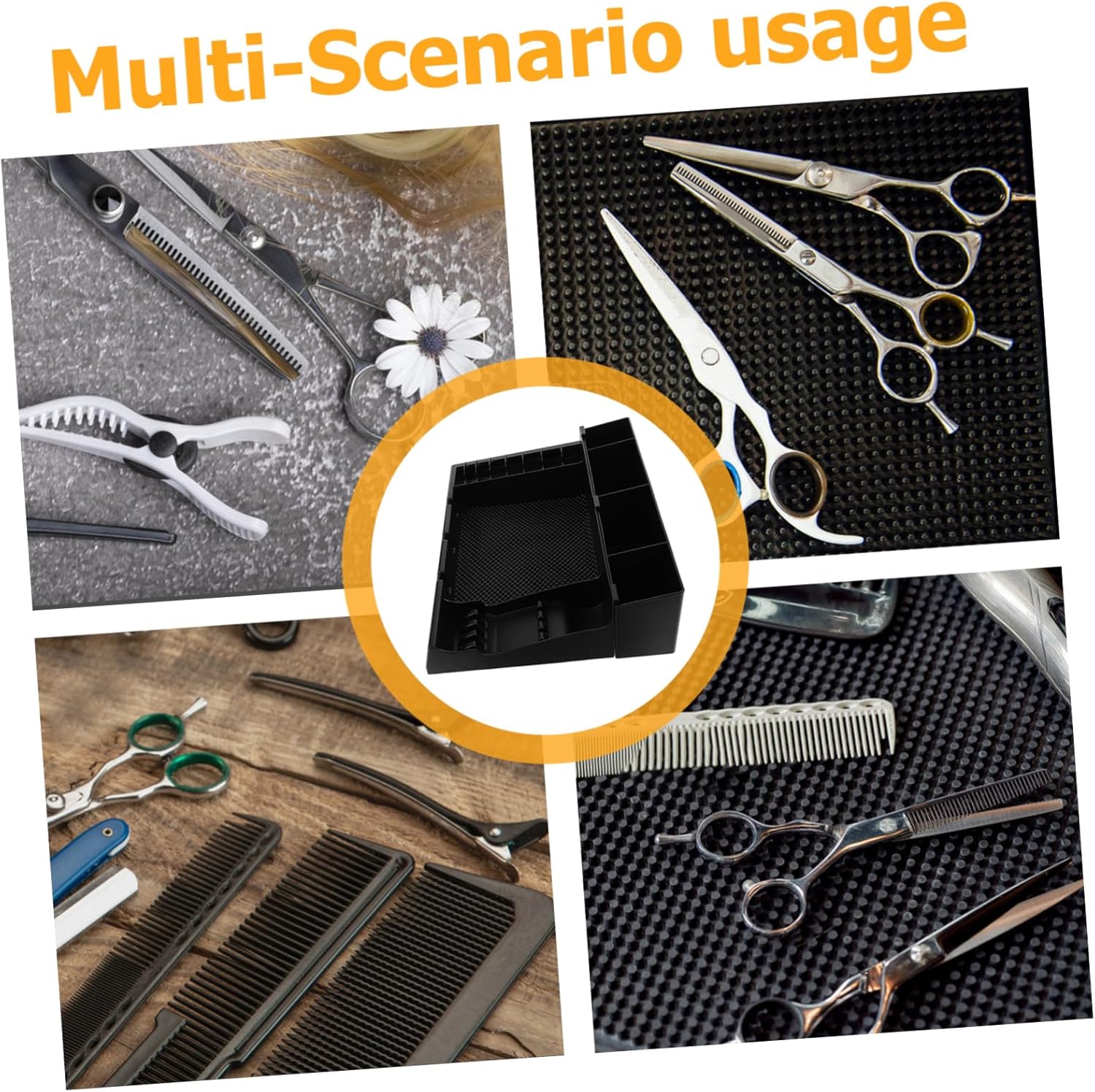 Beavorty 1pcs Barber Clipper Organizer Tray Portable Storage for Hair Tools Multi-compartment Design Material Holder for Combs and Clippers Salon Accessory