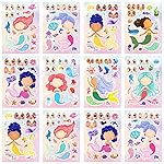 24 Sheets 8.27\'\'5.9\'\' Make Your Own Mermaid Stickers for Kids Toddlers, Make a Face Stickers for Kids Party Favors Activities