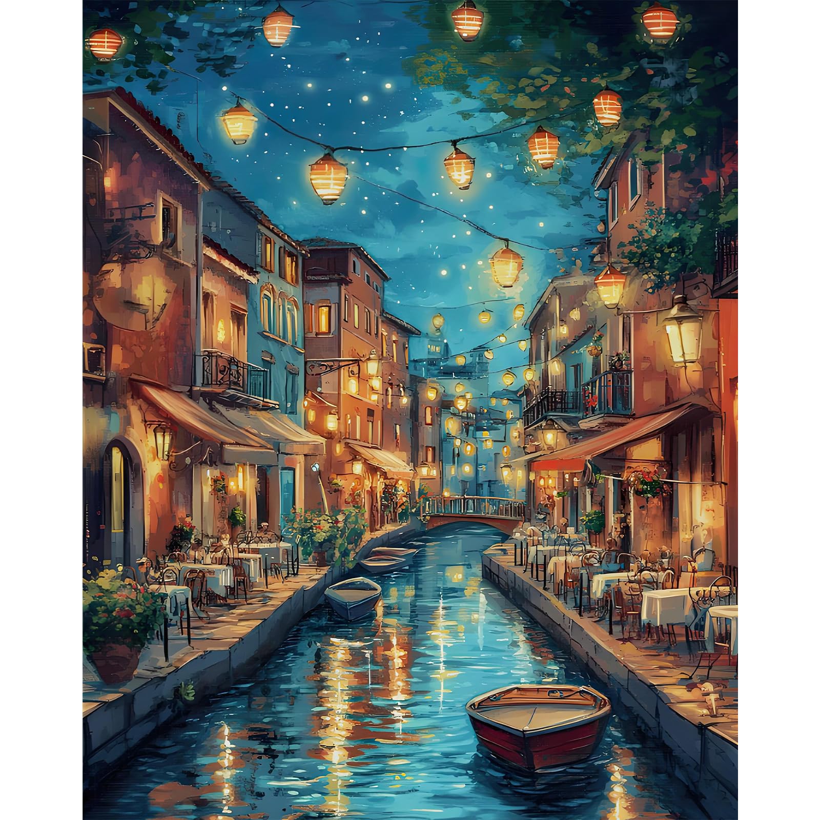 Camocin Art Malen nach Zahlen Erwachsene Venedig, Landschaft Malen nach Zahlen Erwachsene leinwand Set, DIY Fluss Paint by Numbers für Home Decor, Ohne Rahmen 40x50cm
