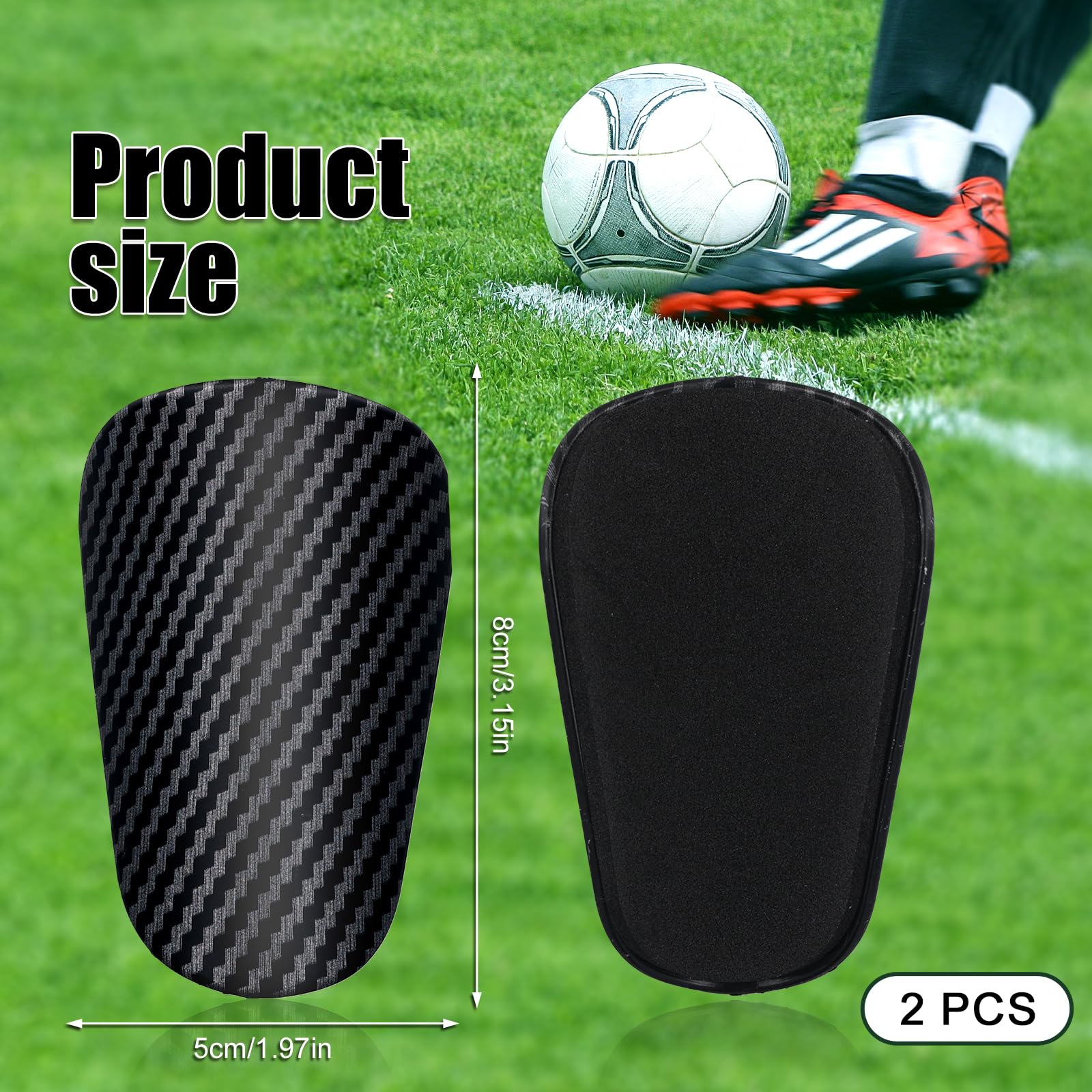 2pcs Mini Shin Guards, 3.15x1.97 Inch Stripe Miniature Soccer Shin Guards Football Small Shin Pads Protective Equipment Tiny Shin Guards for Adults Kids Teens Boys Girls