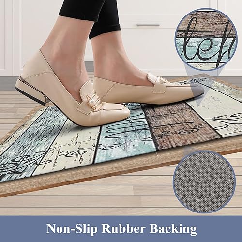 Miniatura 4 de HEBE Juego de 2 tapetes de cocina antideslizantes y acolchados para el suelo, impermeables, para cocina, juego de tapetes y tapetes cómodos de pie