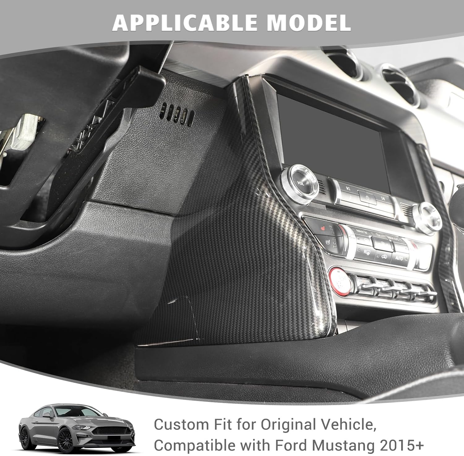 Jimen Compatible with Ford Mustang 2015-2023, 4PCS Center Console Side Dashboard Panel Trim Cover