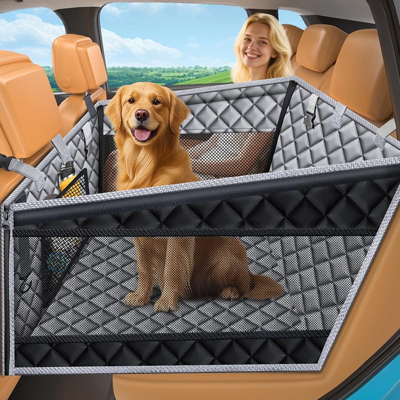 Capa para Banco Traseiro de Carro para Cães URPOWER com Base Rígida e Tecido Impermeável, 71,12 x 63 cm