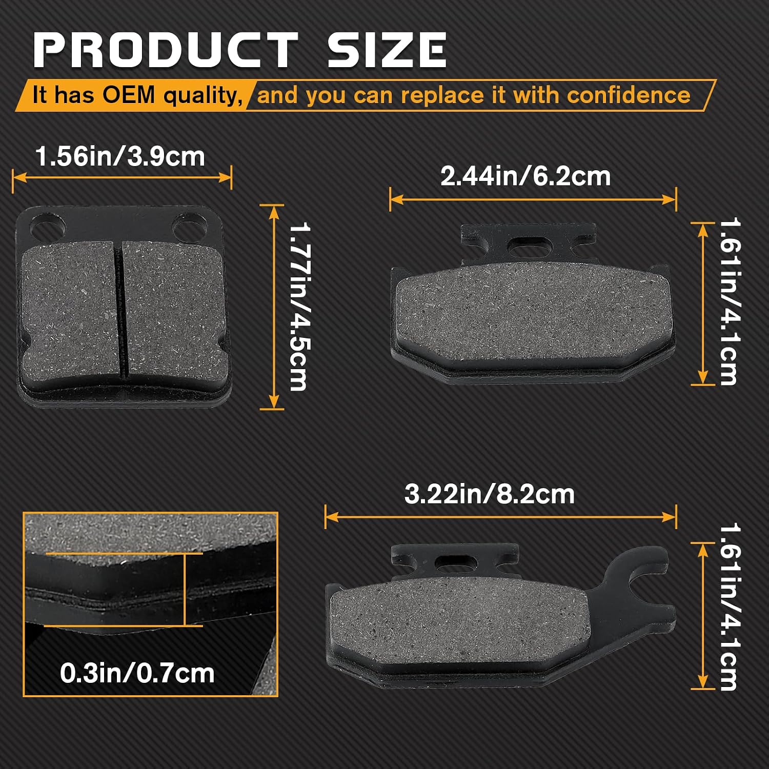 LOCOPOW Front and Rear Brake Pads for Yamaha Kodiak 400 450 2000 2001 2002 2003 2004 2005 Grizzly 400 450 2007 2008 2009 2010 Wolverine 450 Big Bear 400 YFM400 YFM450