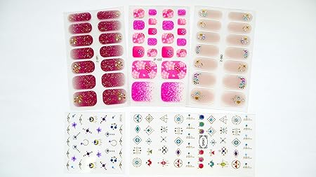 Amazon ネイルシール 5枚セット 足 手 デコシール 3dネイルシール ネイルアート 貼るだけマニキュア ネイルステッカー 57 ノーブランド品 ビューティー 通販
