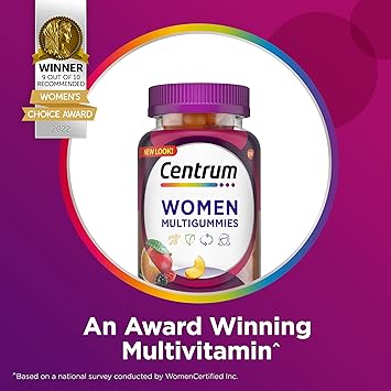 Centrum MultiGummies Gummy Multivitamin for Women, Multivitamin/Multimineral Supplement with Vitamin D3, B and Antioxidants, Assorted Fruit Flavor - 170 Count